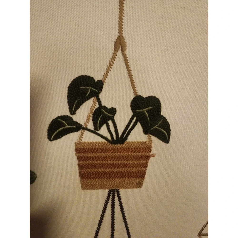 BP Home Textile Embroidered Woven Potted Plant Wall Art 28x18 Inch